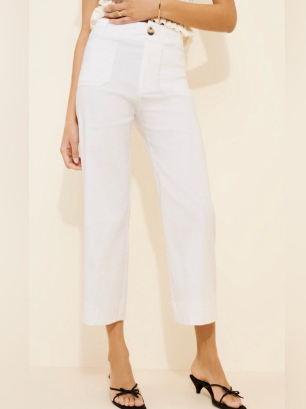 Anthropologie Maeve The Colette Pant in White Size 28 Petite